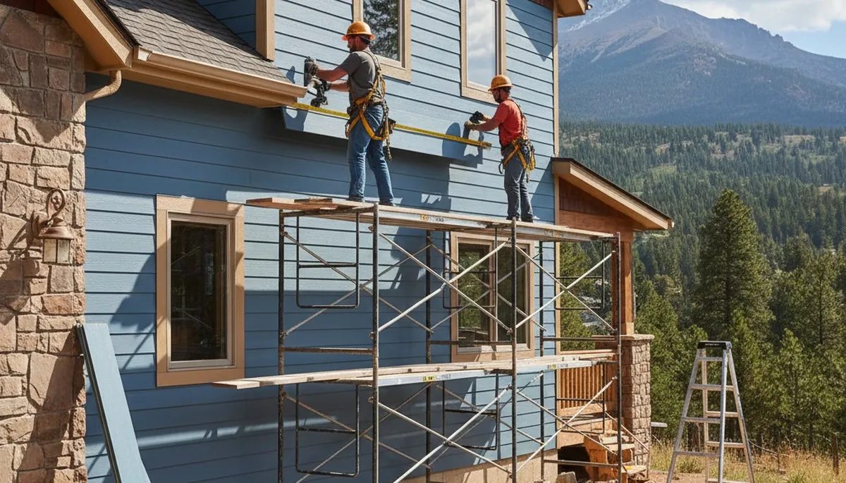 Vinyl siding installation by Colorado Springs, CO siding contractors on a residential home